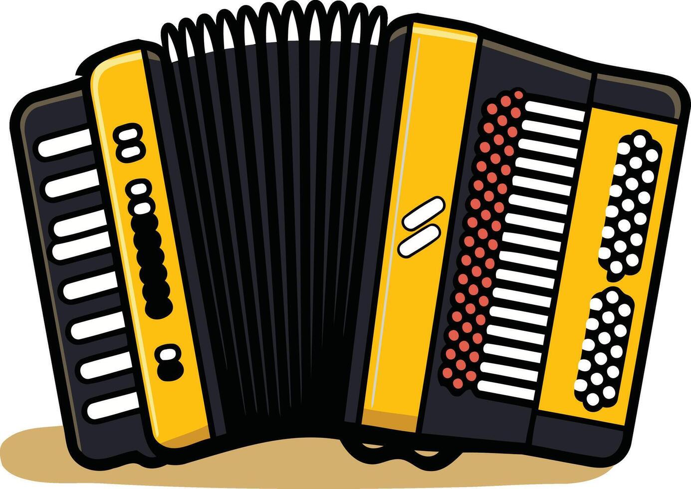 Yellow Accordion with Black and White Keys vector