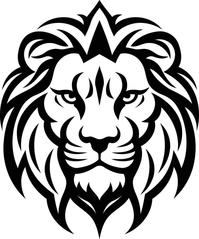 A powerful and symbolic black and white lion head illustration vector