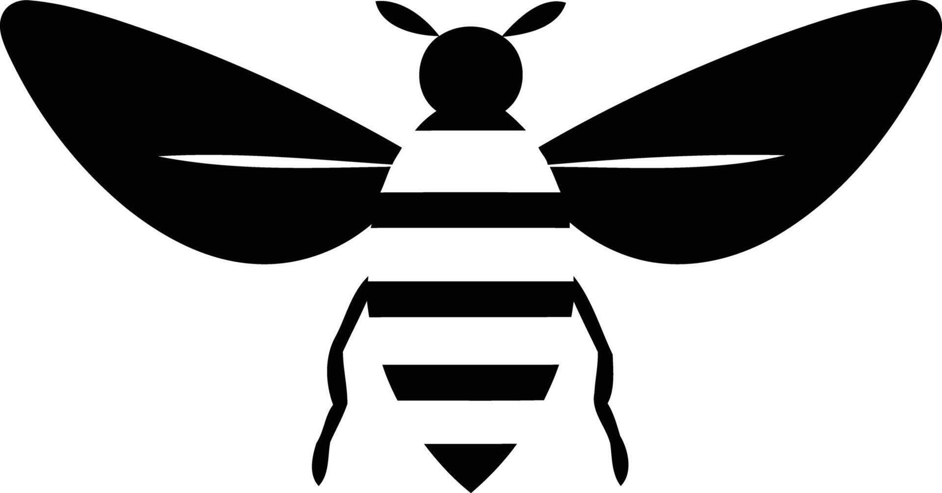 Simple black and white bee silhouette, perfect for logo, design, or illustration vector