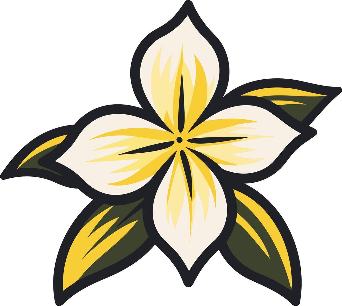 Yellow and White Flower with Green Leaves vector