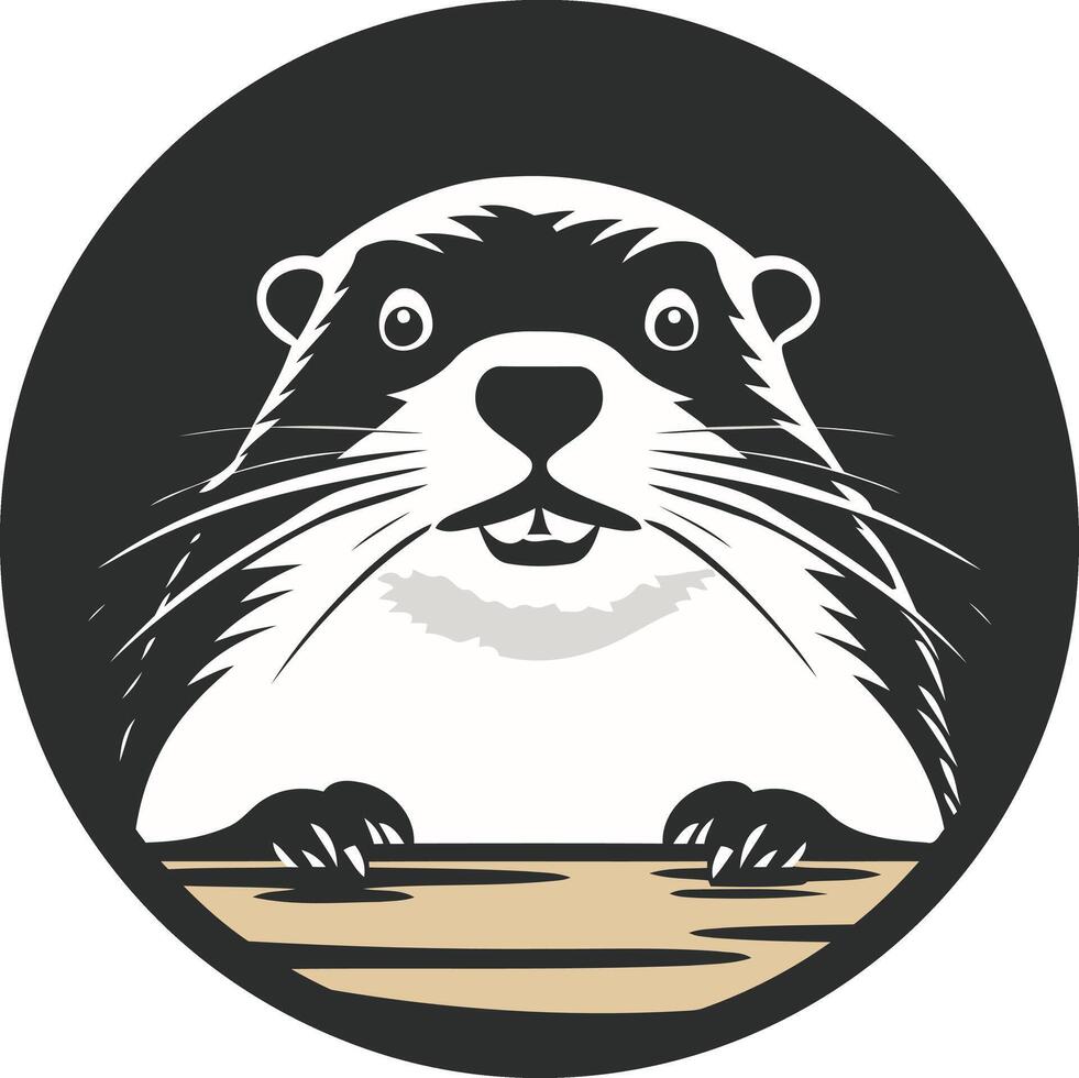 Curious Groundhog Peeking Out of Burrow vector