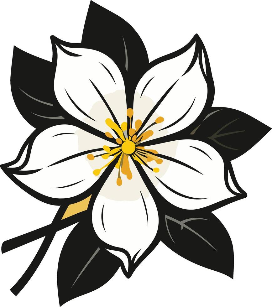White Flower with Black Leaves vector