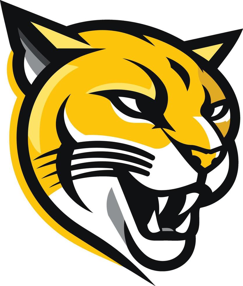 Aggressive Yellow Wildcat Mascot vector