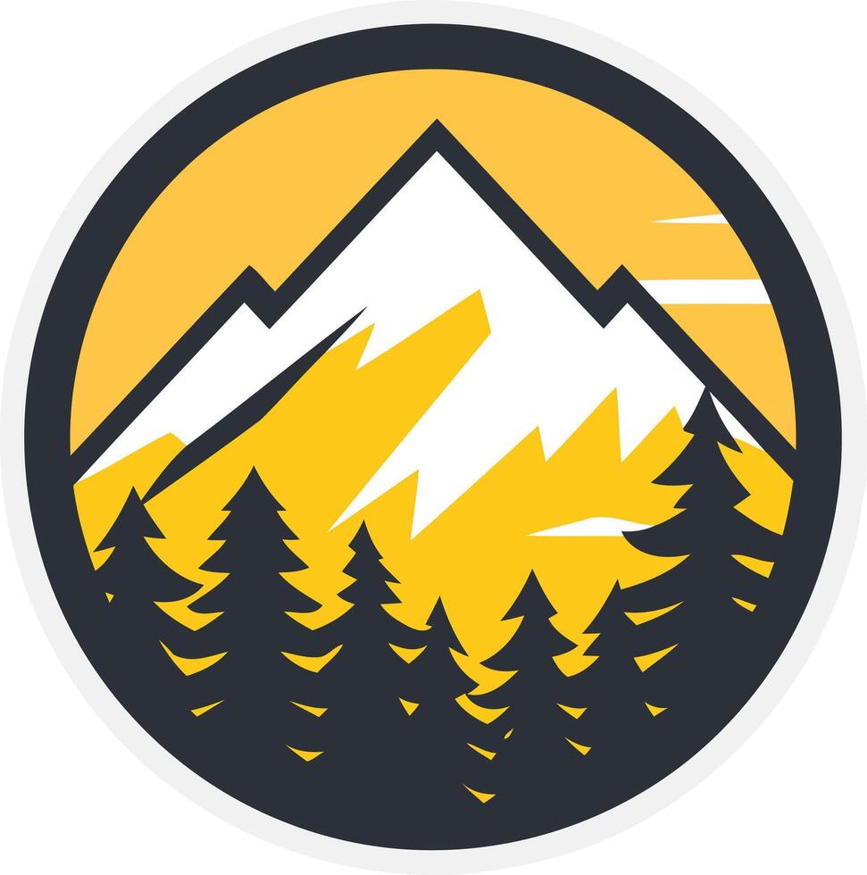 Mountain Landscape with Pine Trees vector