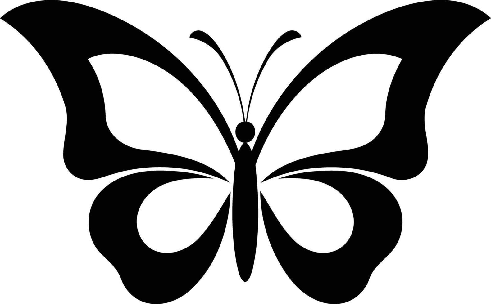 Simple and elegant black silhouette of a butterfly, perfect for logos, branding, or design projects vector