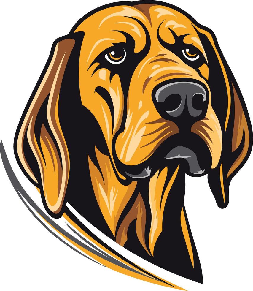 Portrait of a Loyal Hound Dog vector