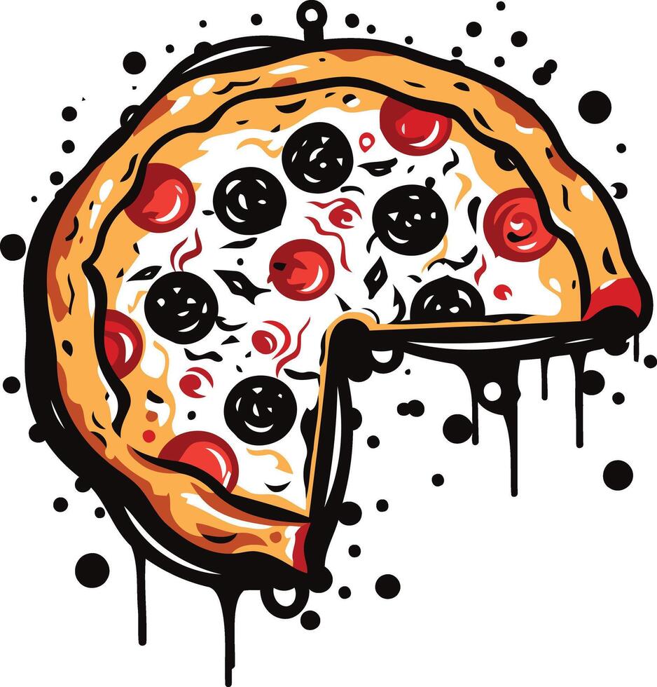 Pizza with a Missing Slice Illustration vector