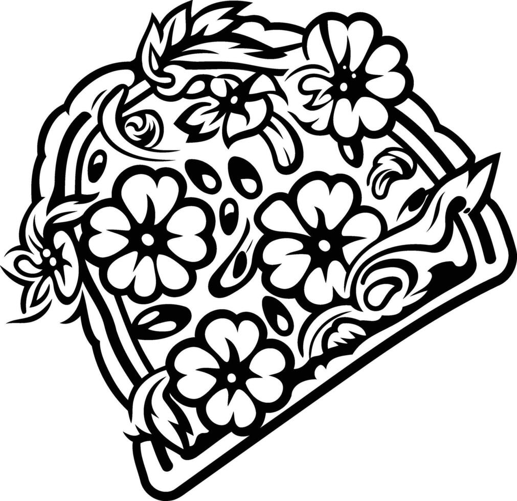 Black and white tattoo design of a floral pattern with intricate details vector