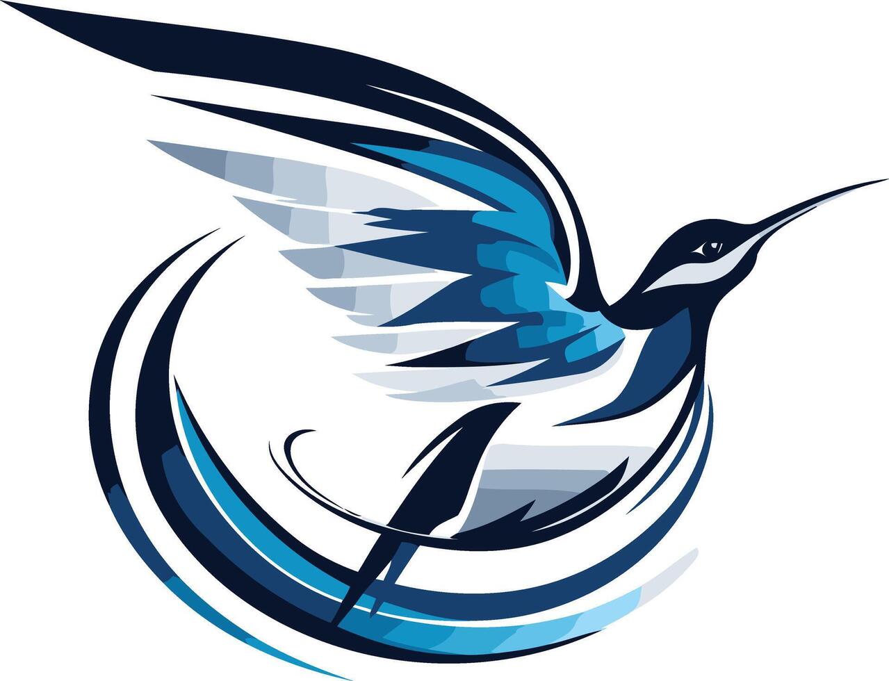 Abstract Blue Hummingbird in Flight vector