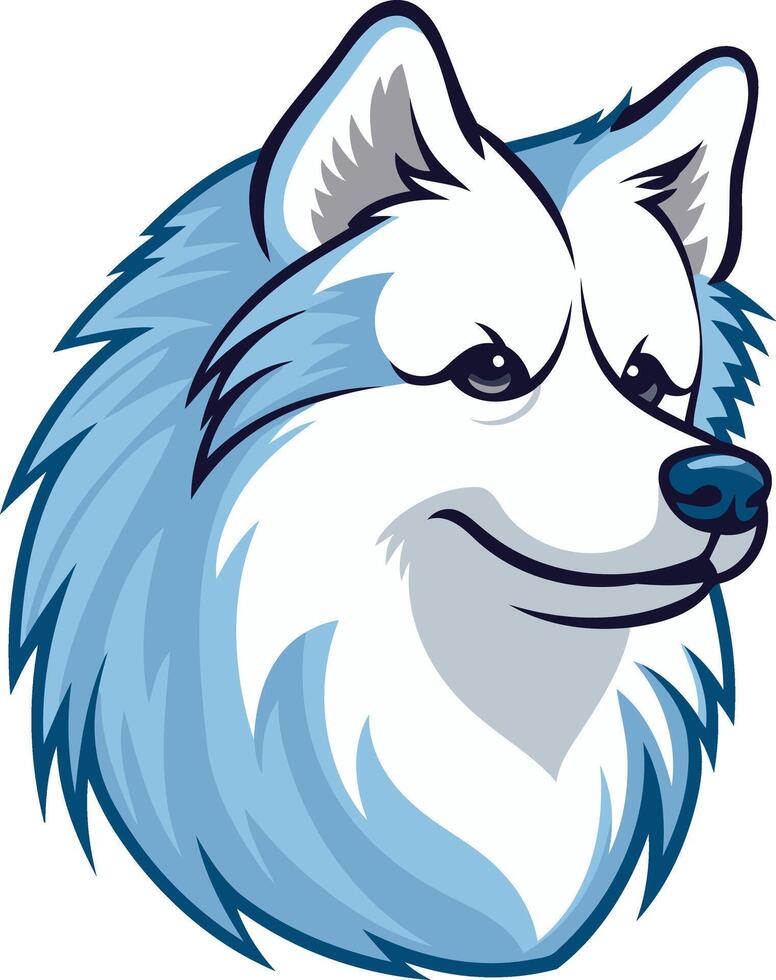 Smiling Blue and White Wolf Mascot vector