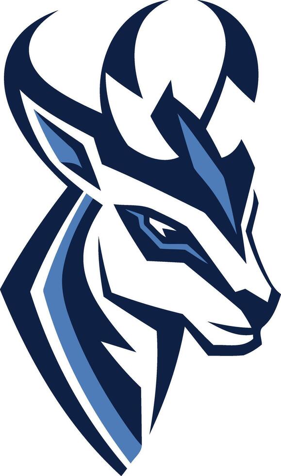 Blue and White Abstract Antelope Head vector