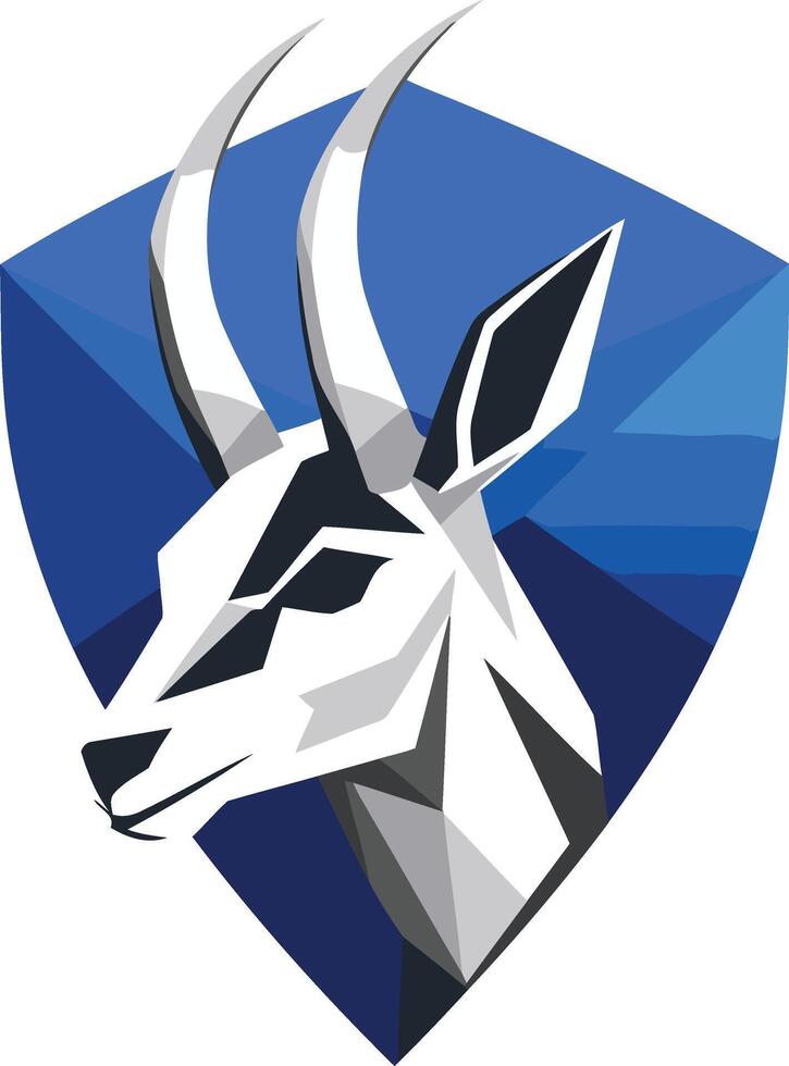 Abstract Antelope Head with Shield Design vector