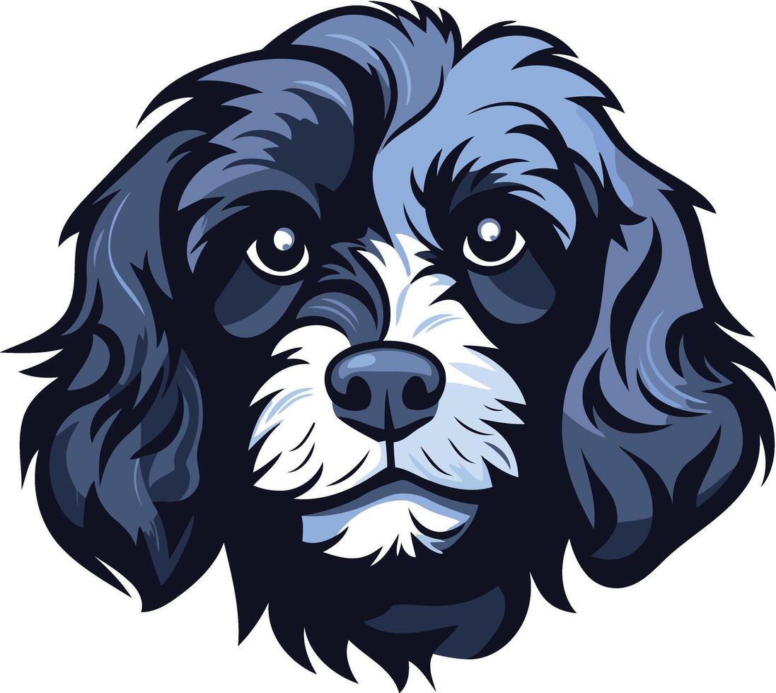 Blue and White Dog Portrait vector