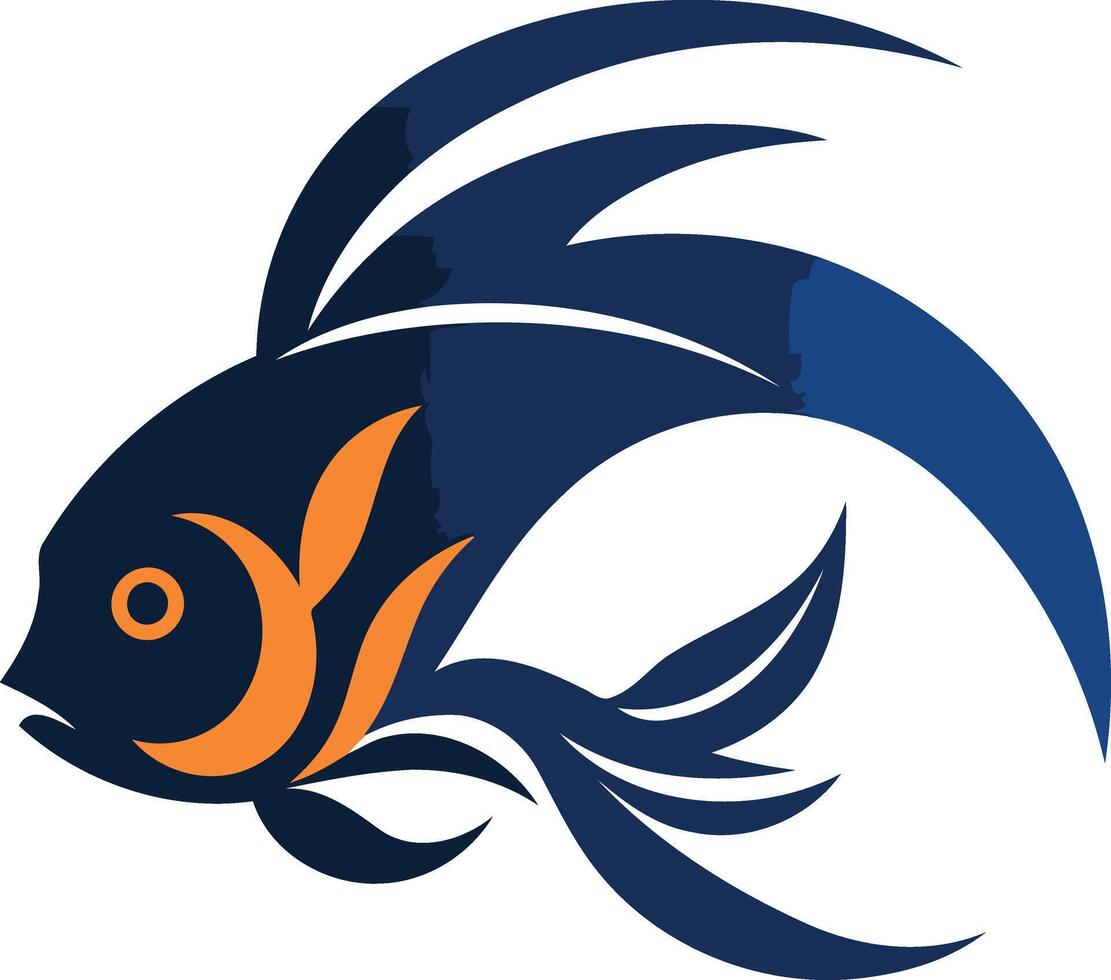Abstract Fish Design in Blue and Orange vector