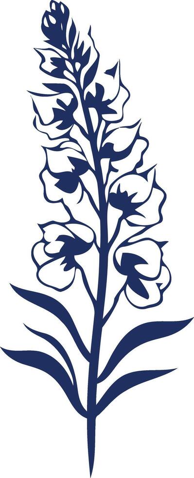 Blue Silhouette of a Flower vector