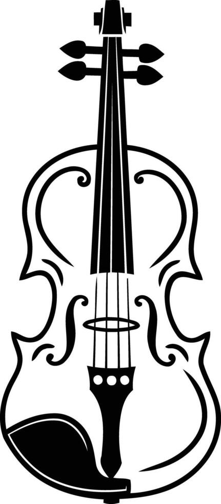 Simple black and white silhouette of a violin vector