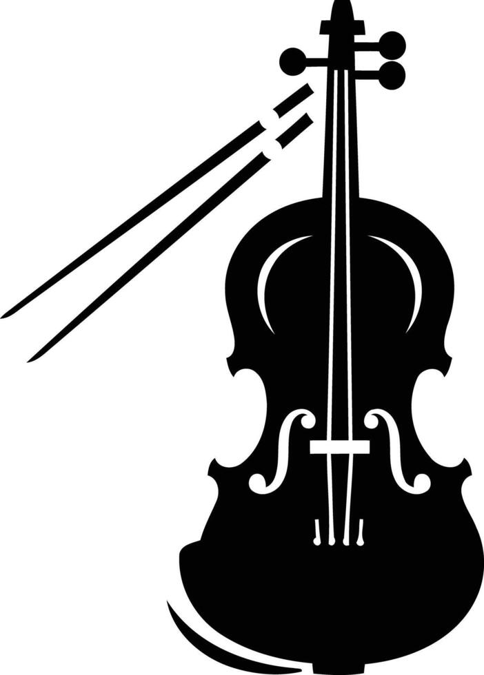 A bold, minimalist silhouette of a violin vector