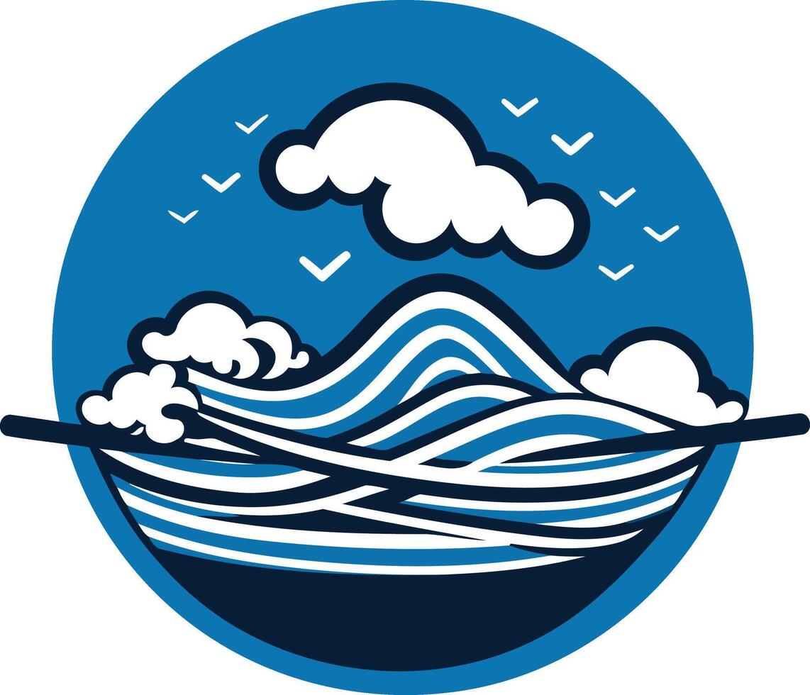 Ocean Waves and Birds in the Sky vector