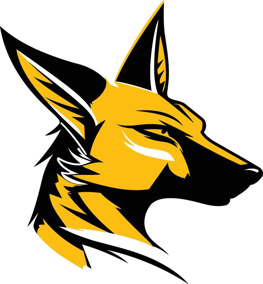Yellow and Black Fox Head Mascot vector