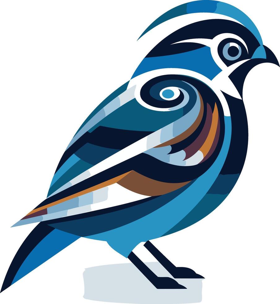 Abstract Bird in Blue and White vector