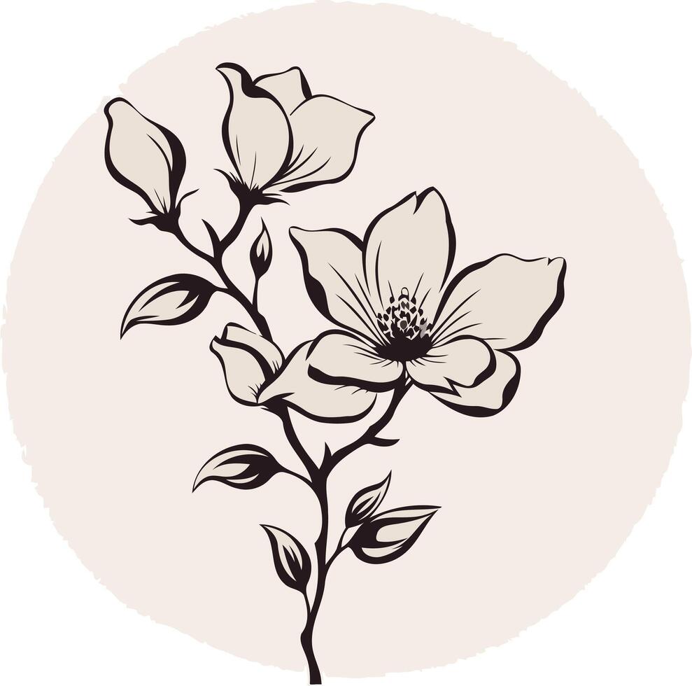 Elegant Black and White Flower Illustration vector