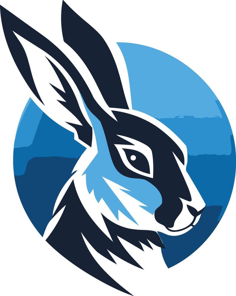 Stylized Rabbit Head in Blue Circle vector