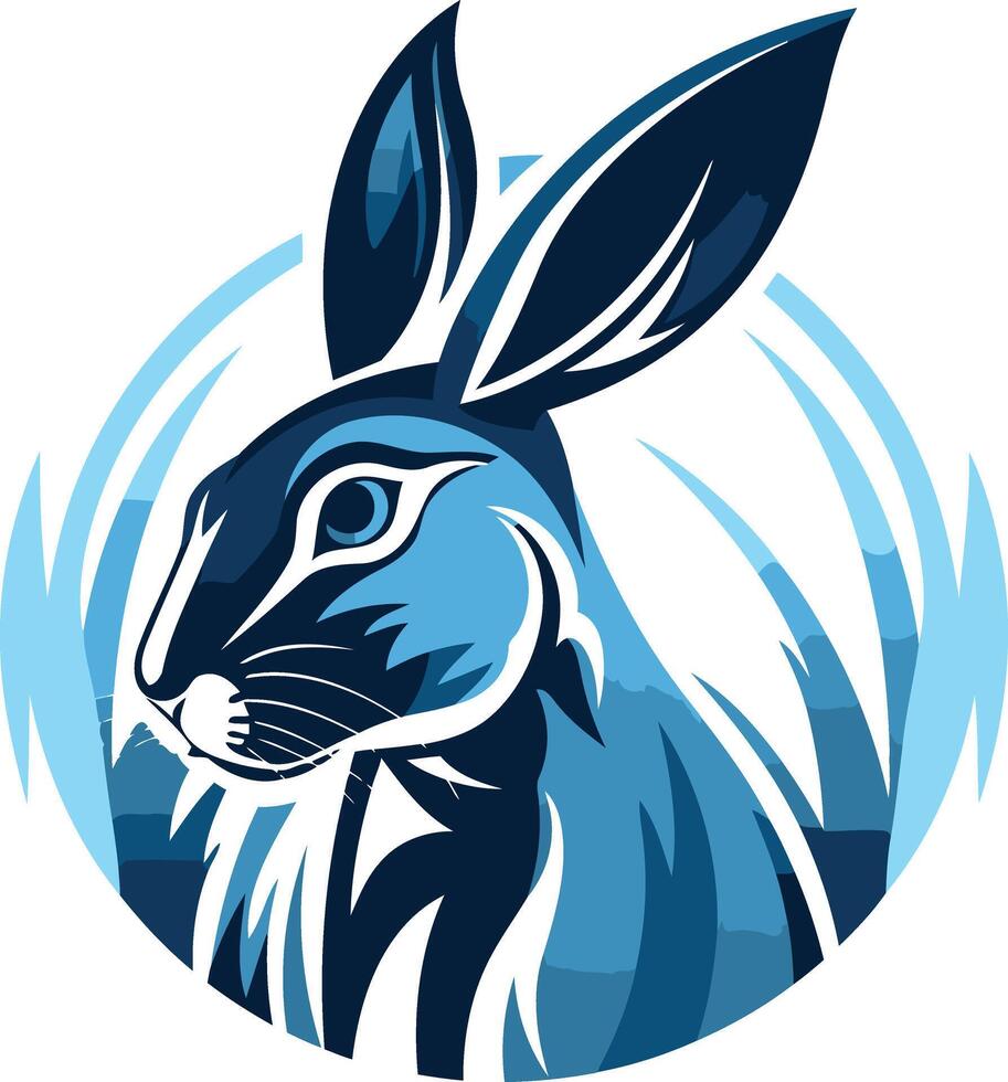 Stylized Rabbit in Blue Hues vector