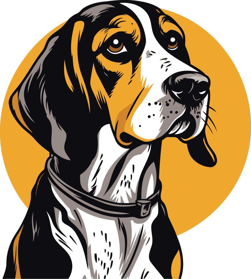 Portrait of a Beagle with a Yellow Background vector
