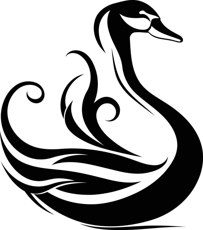 Elegant black and white swan tattoo design, perfect for inspiration, branding, or graphic design projects vector