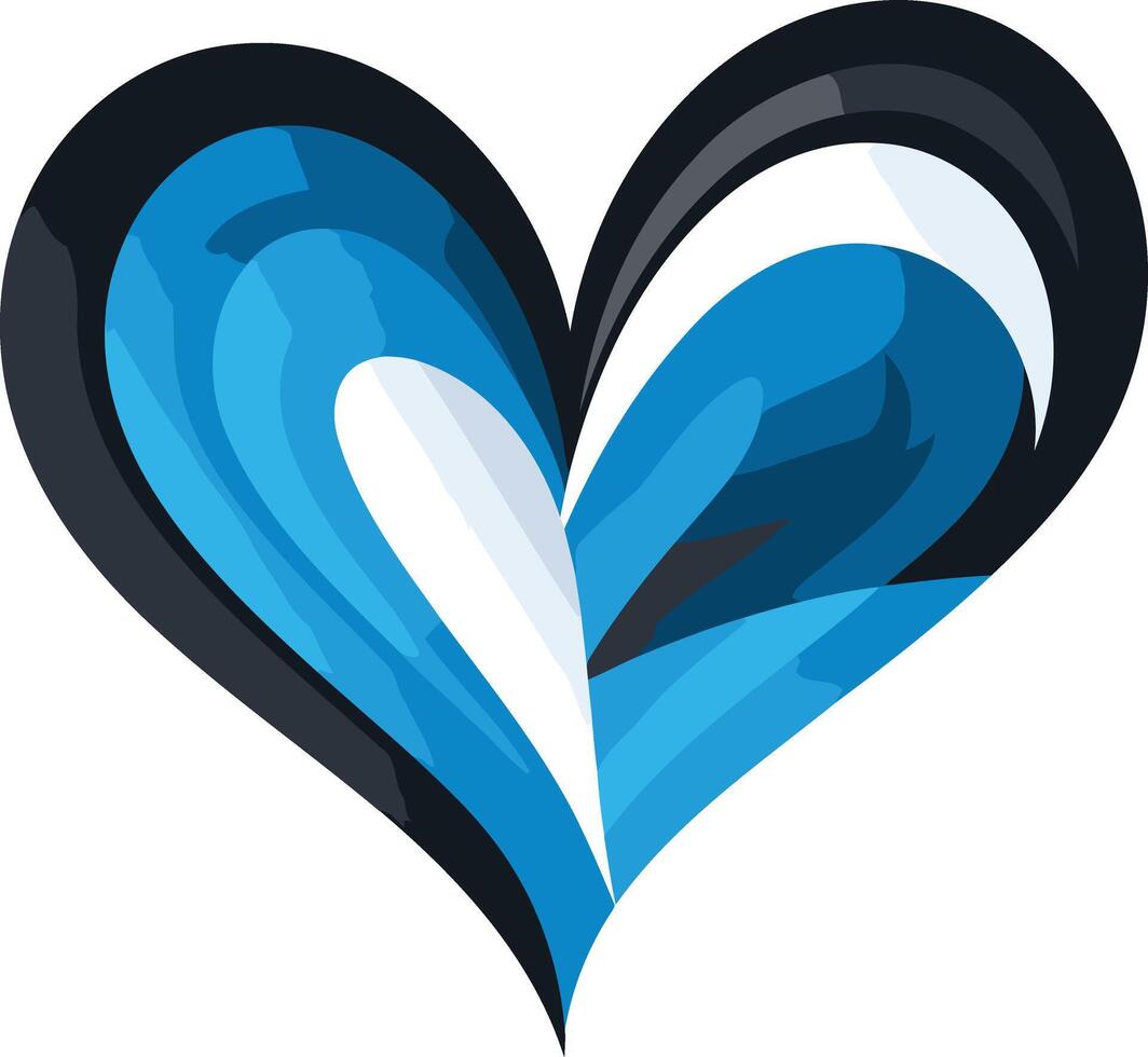 Abstract Heart with Blue and Black Hues vector