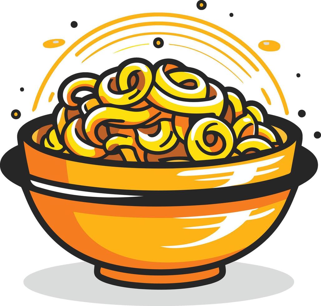 A Bowl of Noodles with a Yellow Glow vector