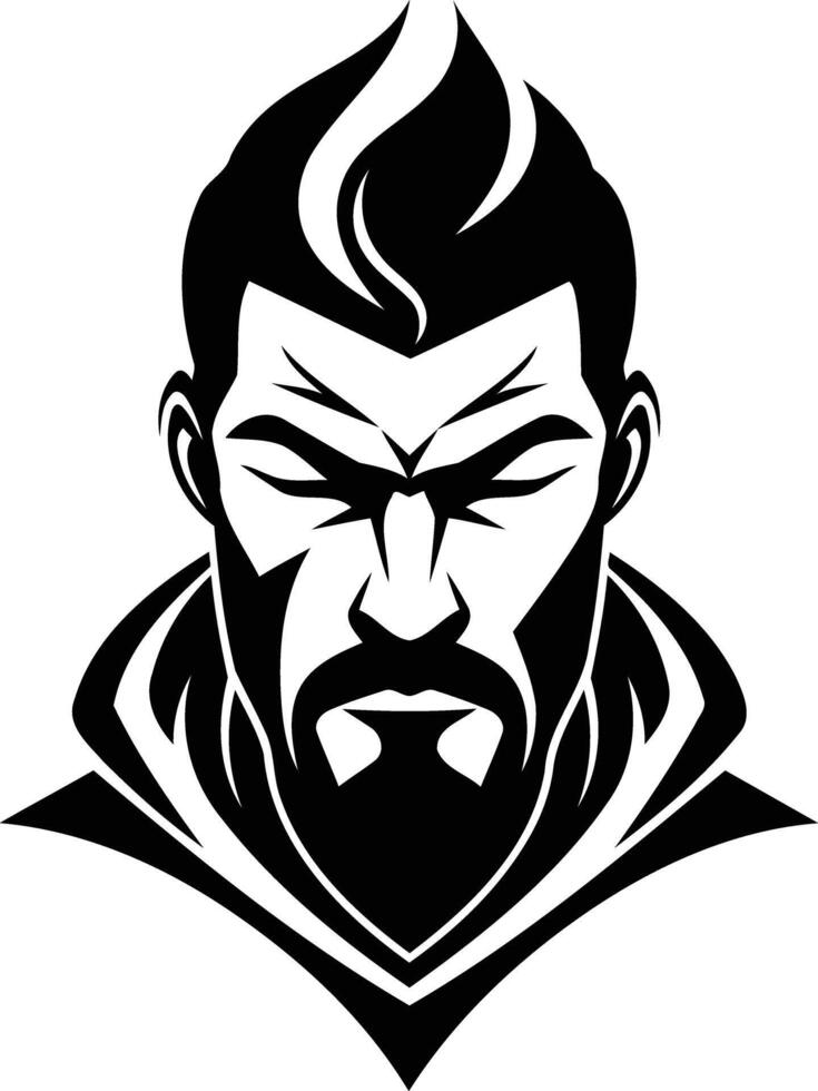 A bold, black and white illustration of a man's face with a serious expression, perfect for designs needing a strong, masculine feel vector