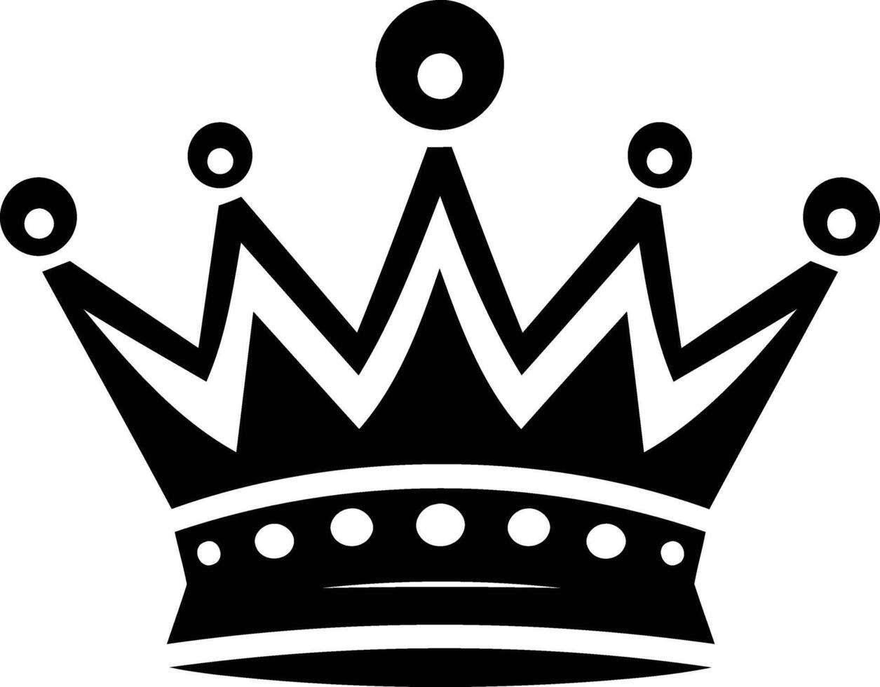 Simple, bold black and white crown icon vector