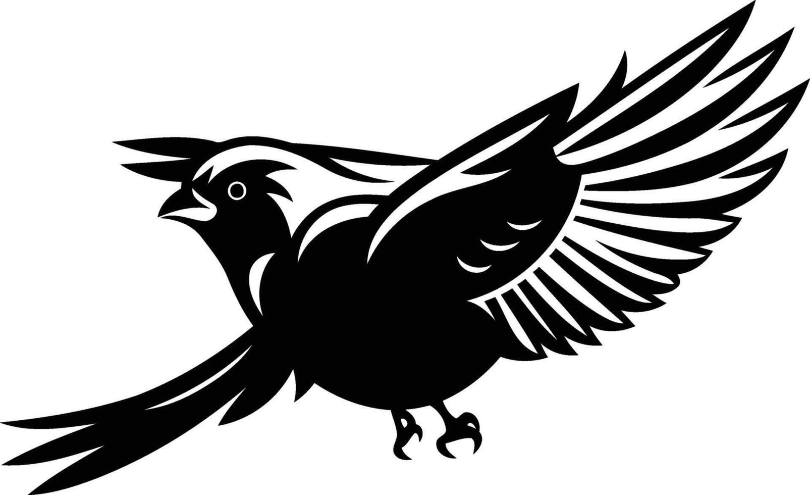Stylized black and white tattoo design of a bird in flight, perfect for a bold and minimalist look vector