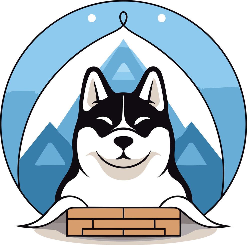 Smiling Husky Dog in a Mountain Landscape vector