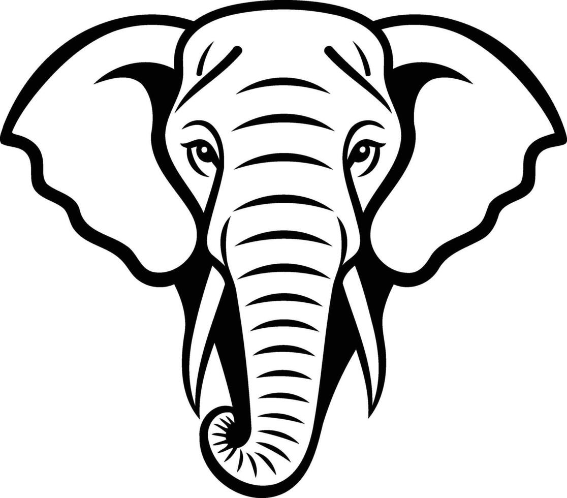 Simple black and white line art illustration of an elephant's head, perfect for logo, branding, or tattoo designs vector