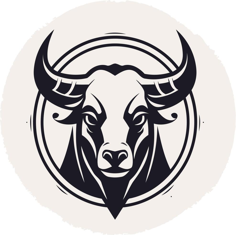 Bull Head in Circular Frame vector