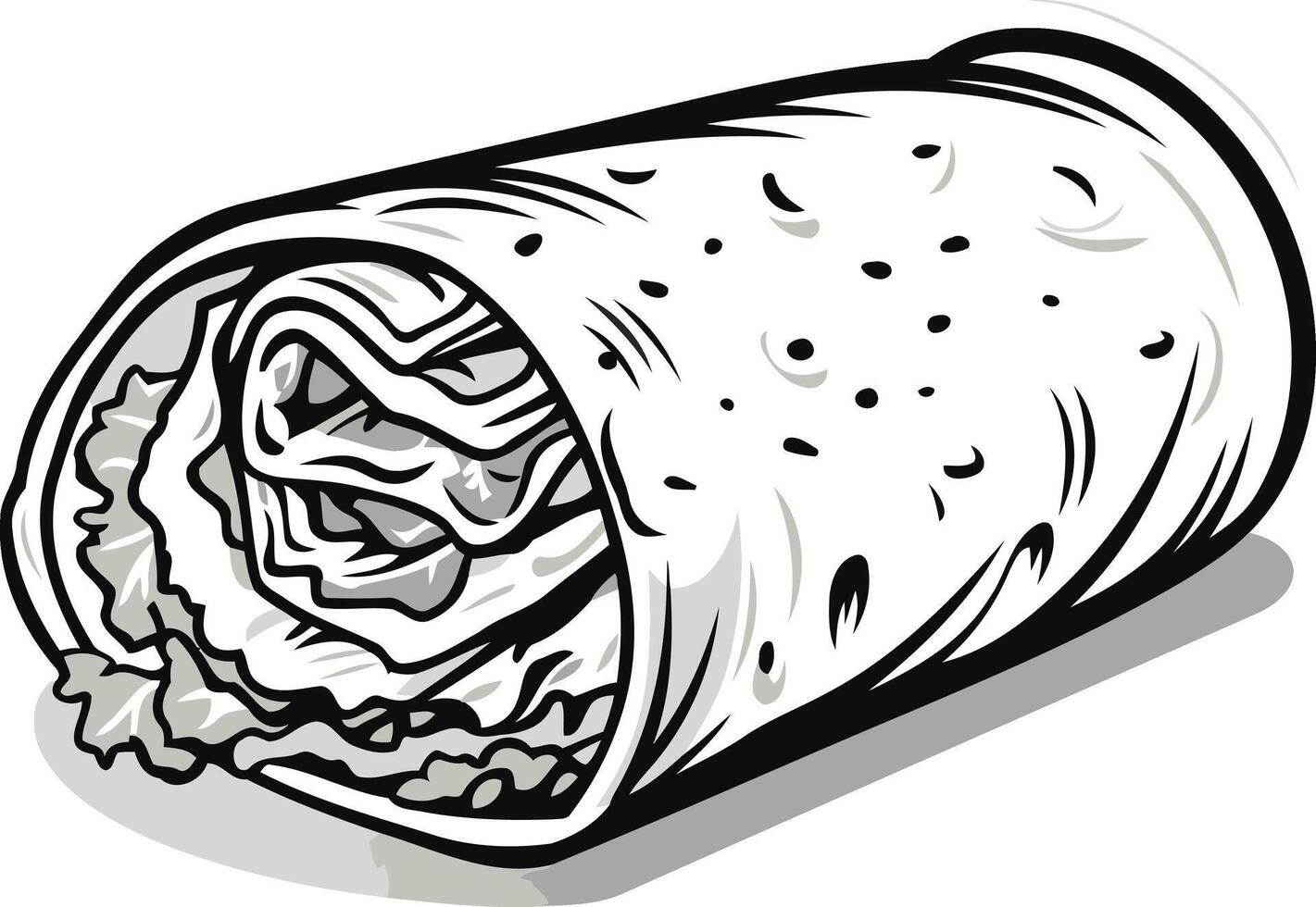 Deliciously Wrapped Burrito with Toppings vector