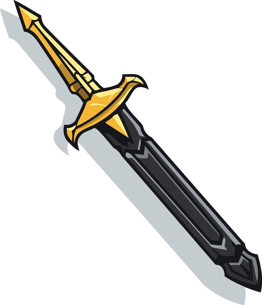 Golden and Black Sword with a Long Shadow vector
