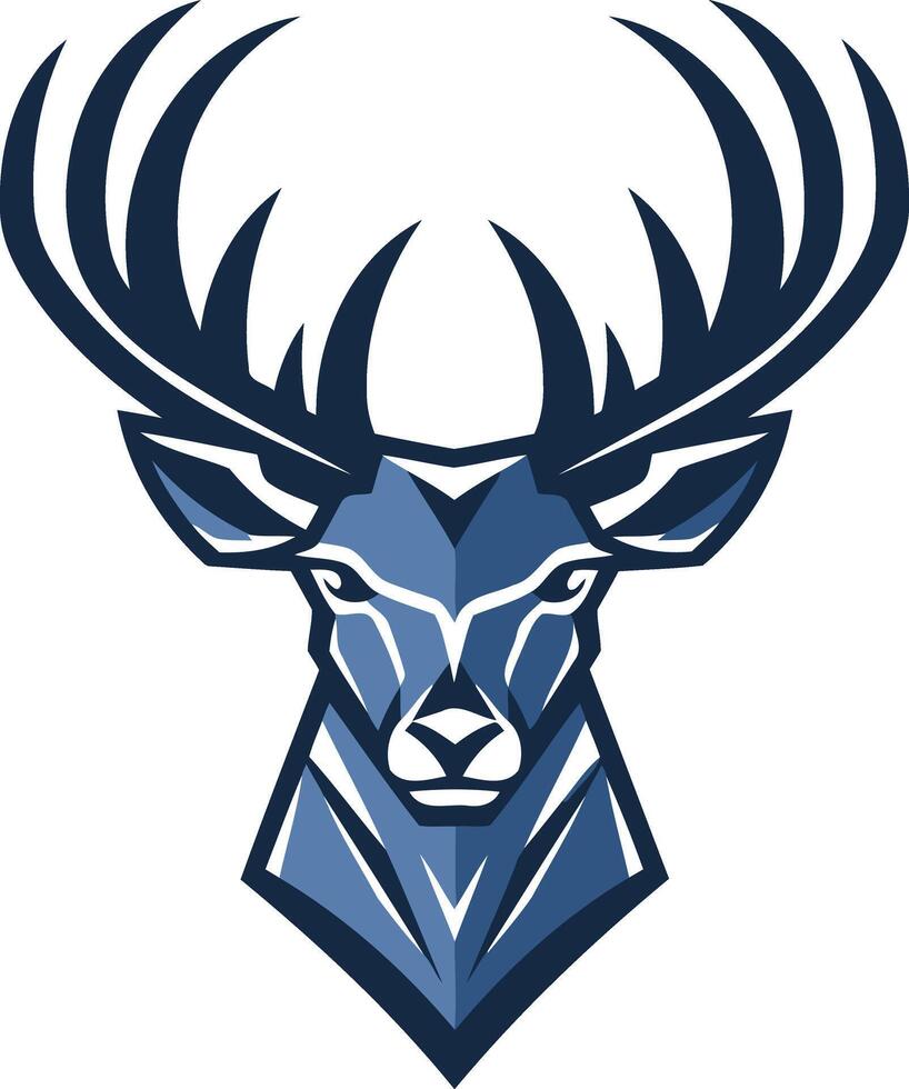 Blue Antlers Stylized Deer Head Illustration vector