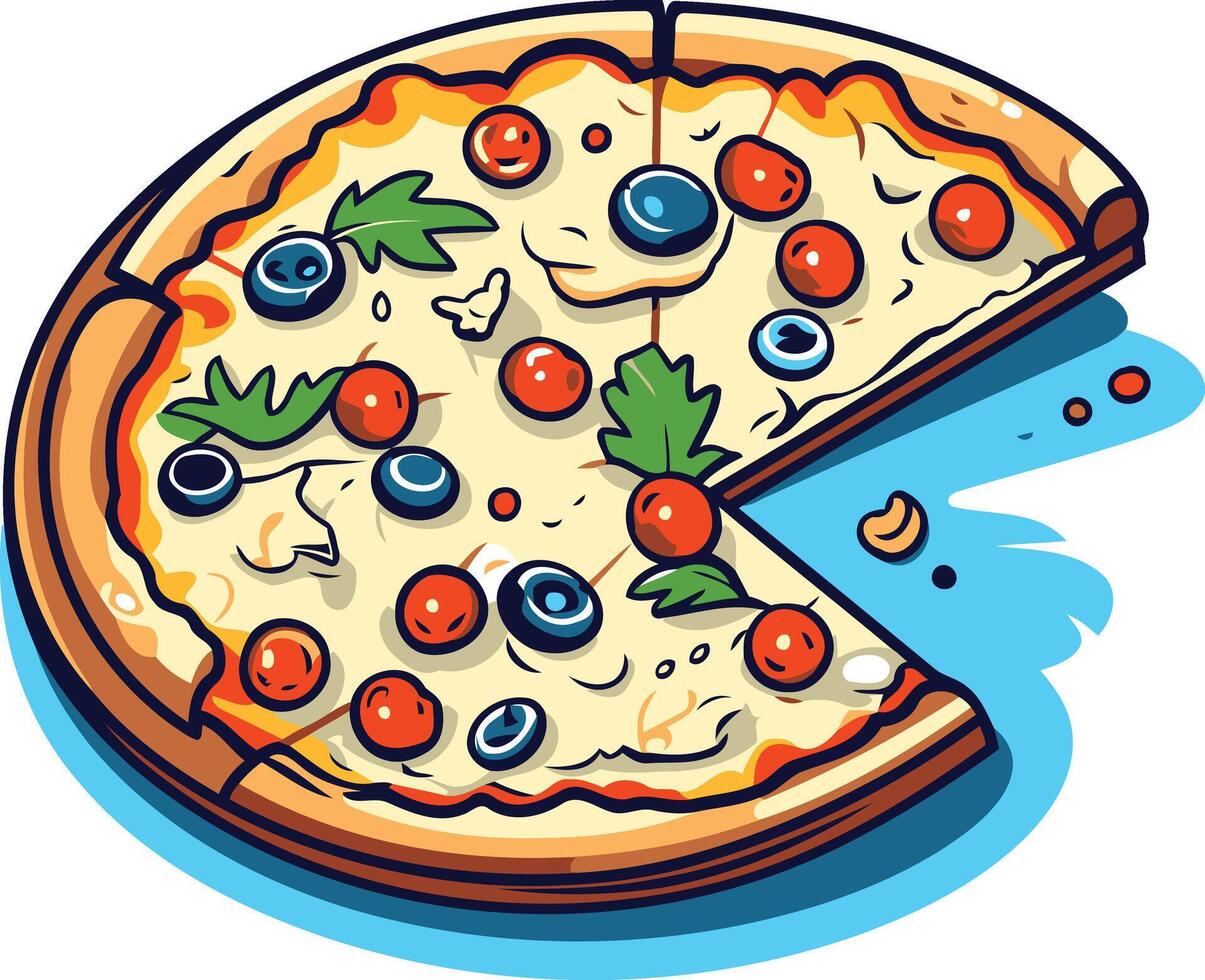 Delicious Pizza with a Missing Slice vector