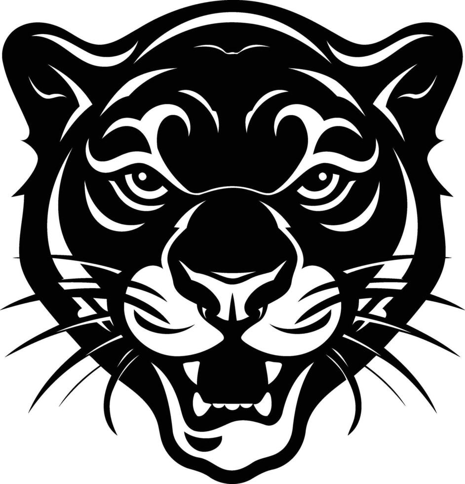 A fierce black panther head with a snarling expression vector