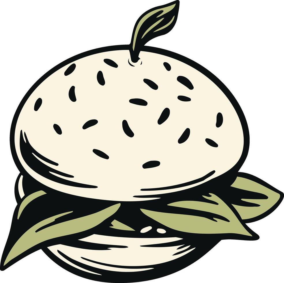 Burger with Sesame Seeds and Lettuce vector