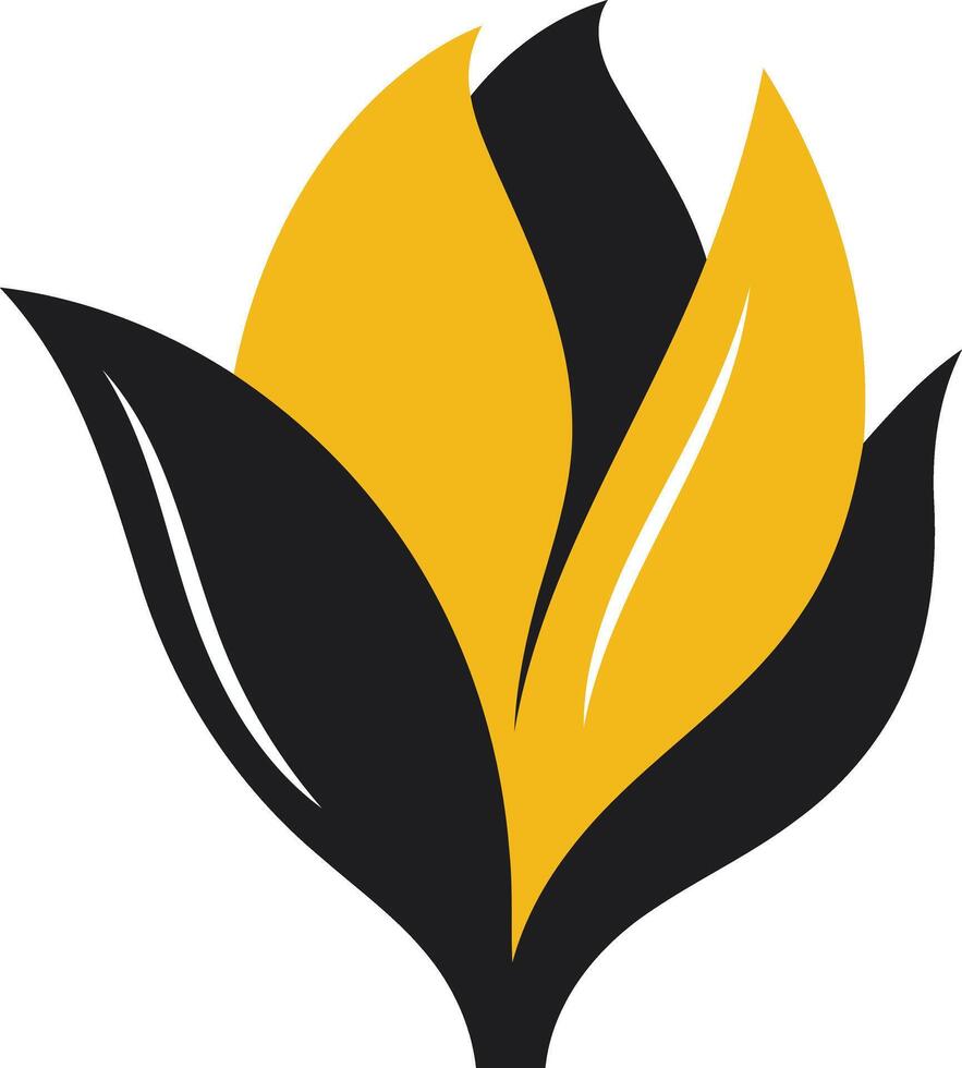 Abstract Flower Design in Black and Yellow vector