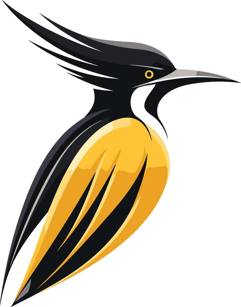 Stylized Bird Illustration with Black and Yellow vector