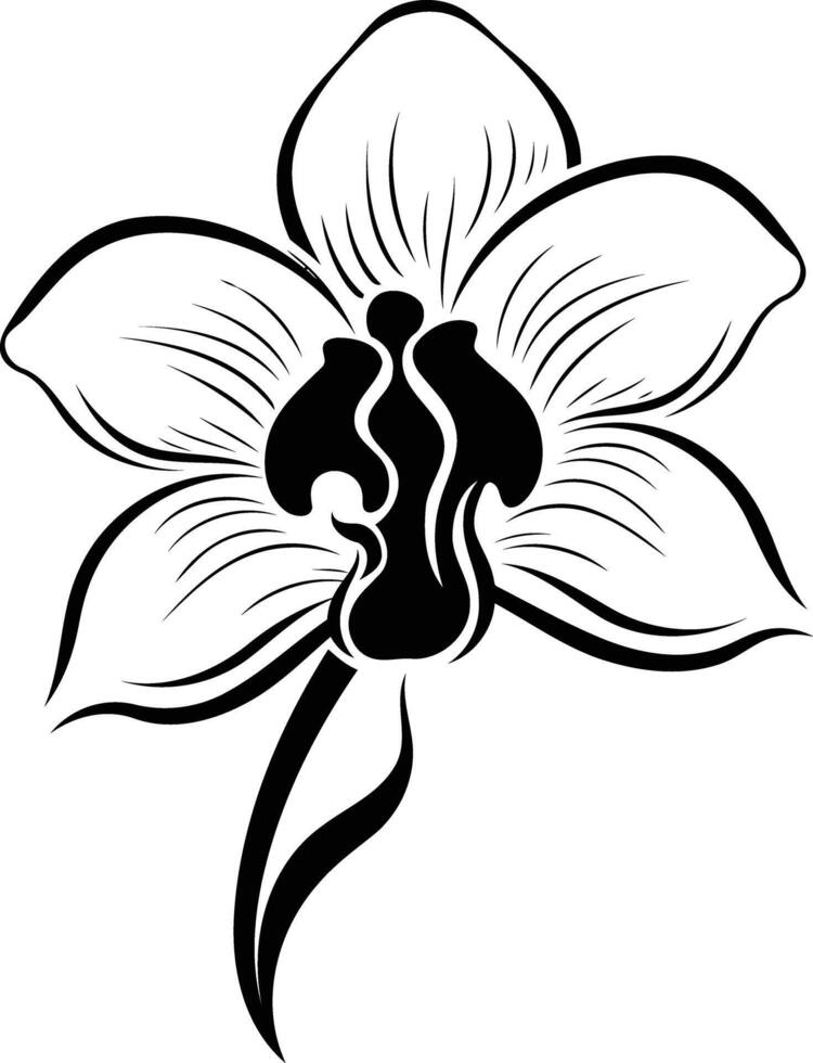 A simple yet elegant black and white orchid silhouette, perfect for adding a touch of nature to your design vector