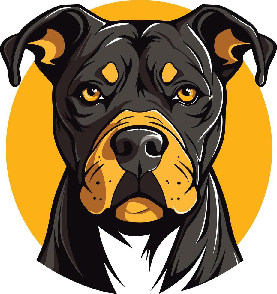 Close Up Portrait of a Black and Tan Pit Bull vector