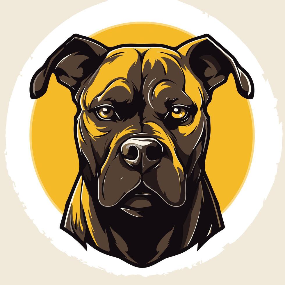 Portrait of a Black and Yellow Pit Bull vector