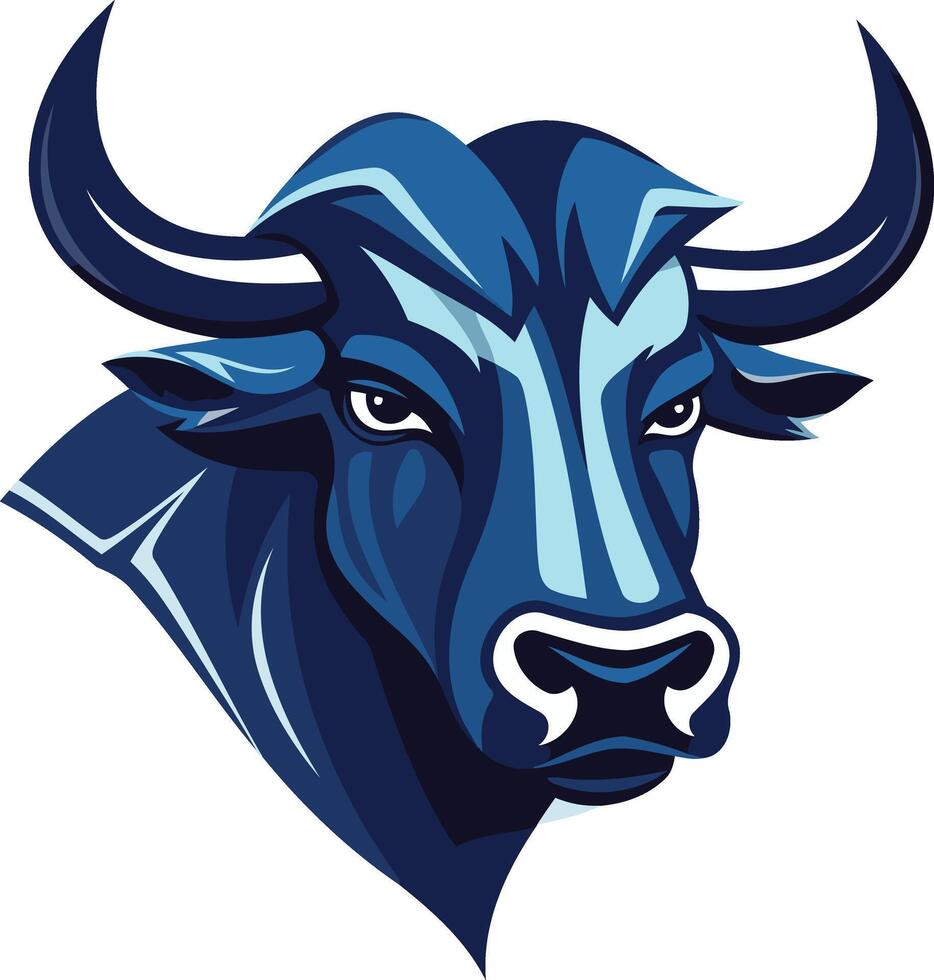 Blue Bull Head Illustration vector