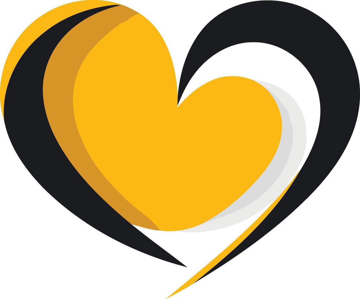 Abstract Heart Design with Yellow and Black vector